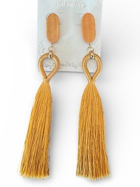 Boho Mustard Tassel Drop Earrings